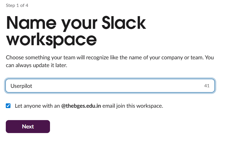 Slack's four step welcome survey questions