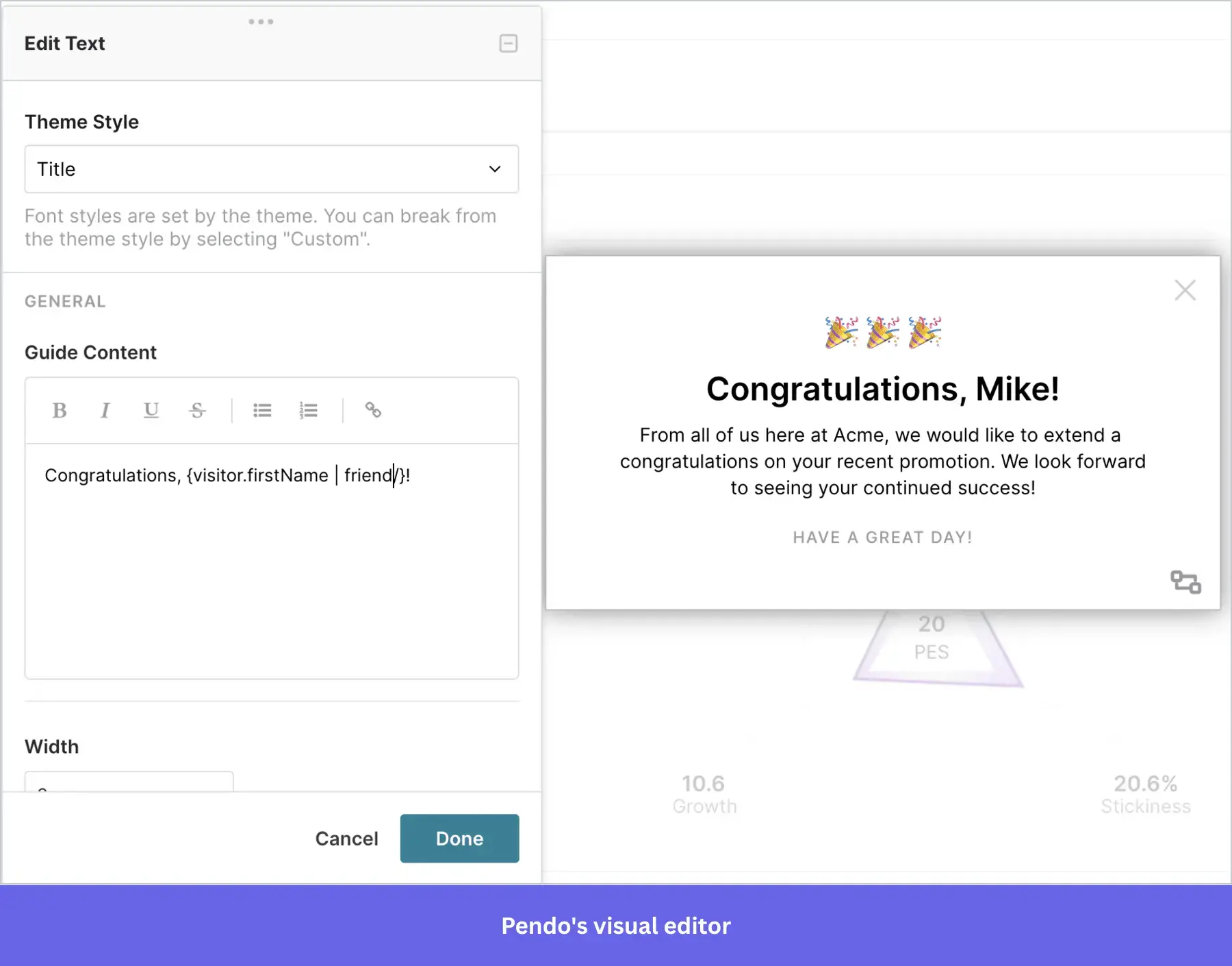Creating user guides in Pendo.