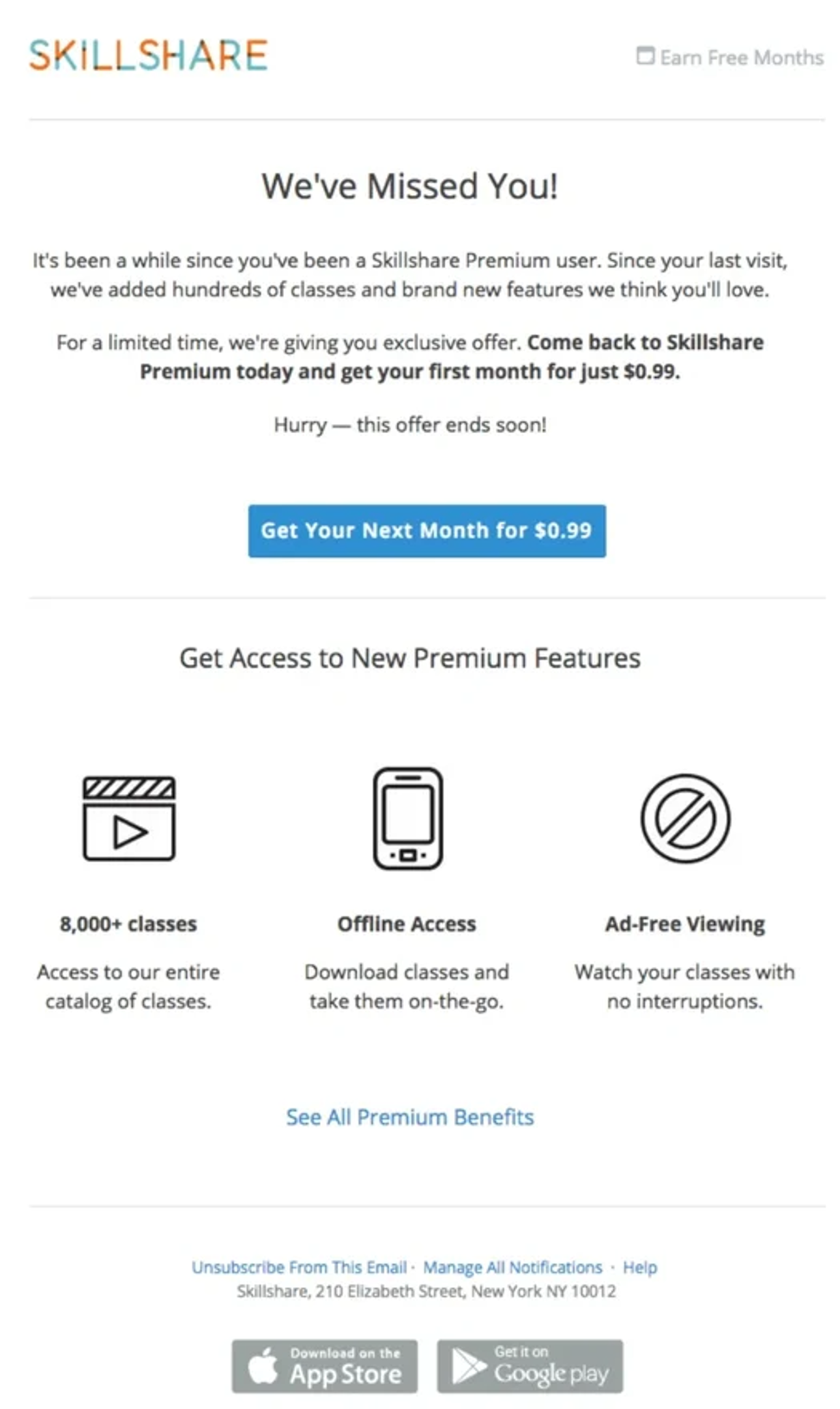An email to reengage inactive users