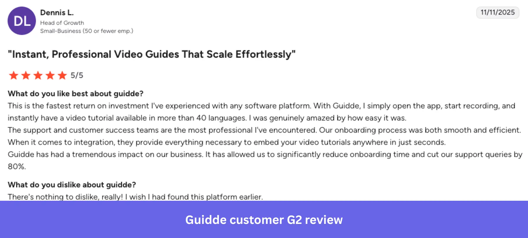 Guidde customer review