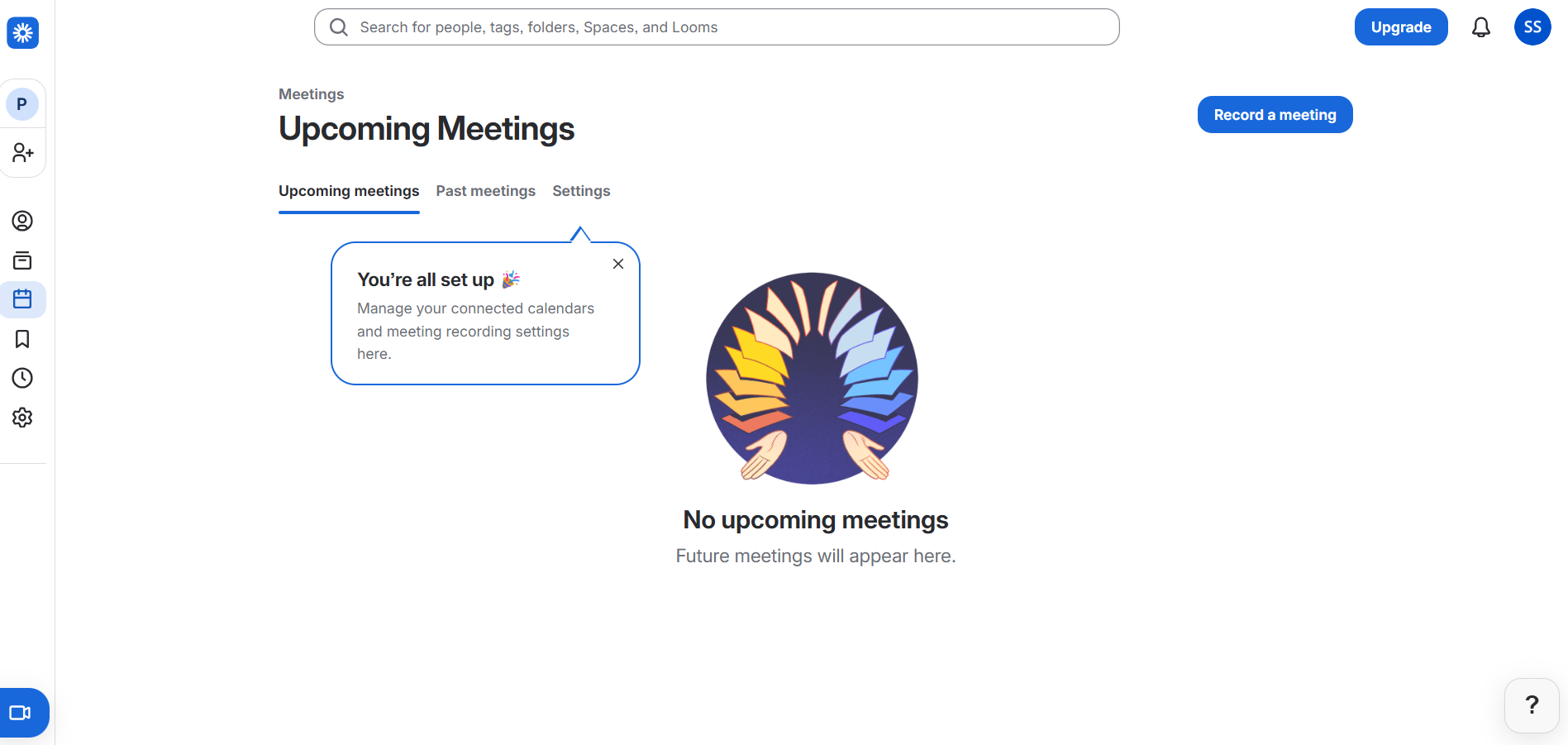 Loom's dashboard after setup
