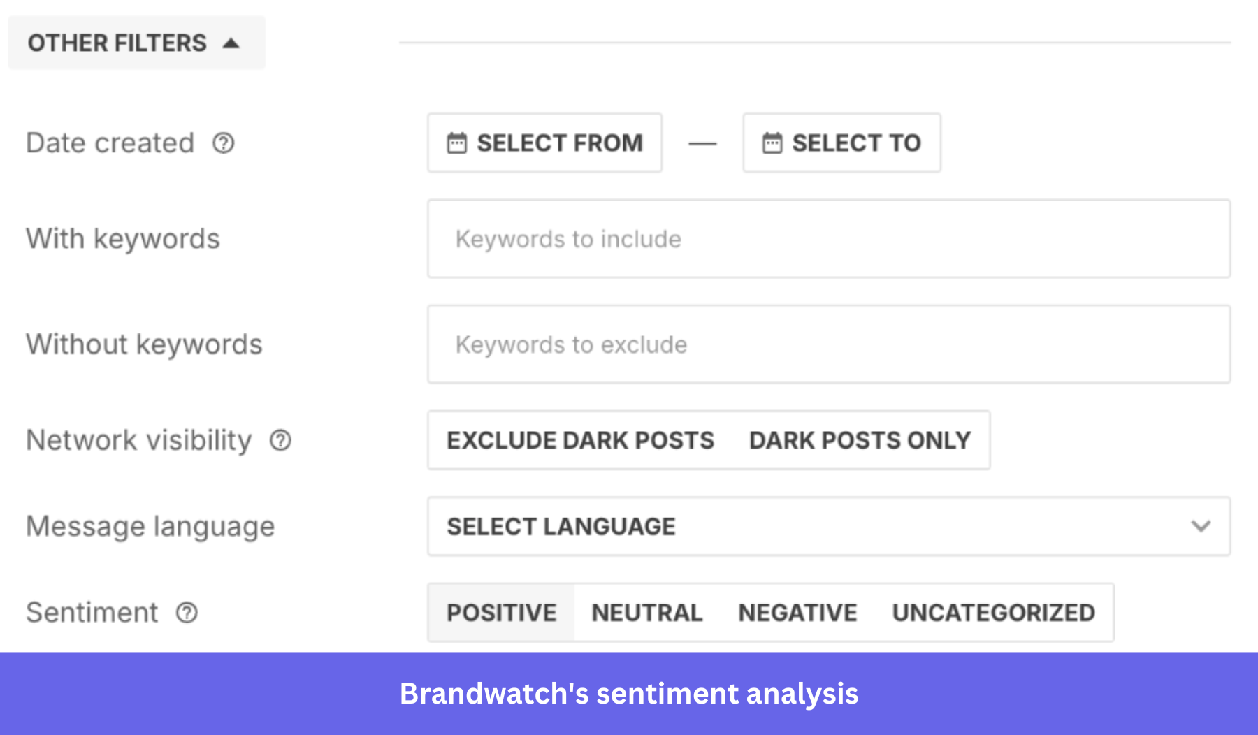 Brandwatch's sentiment analysis feature