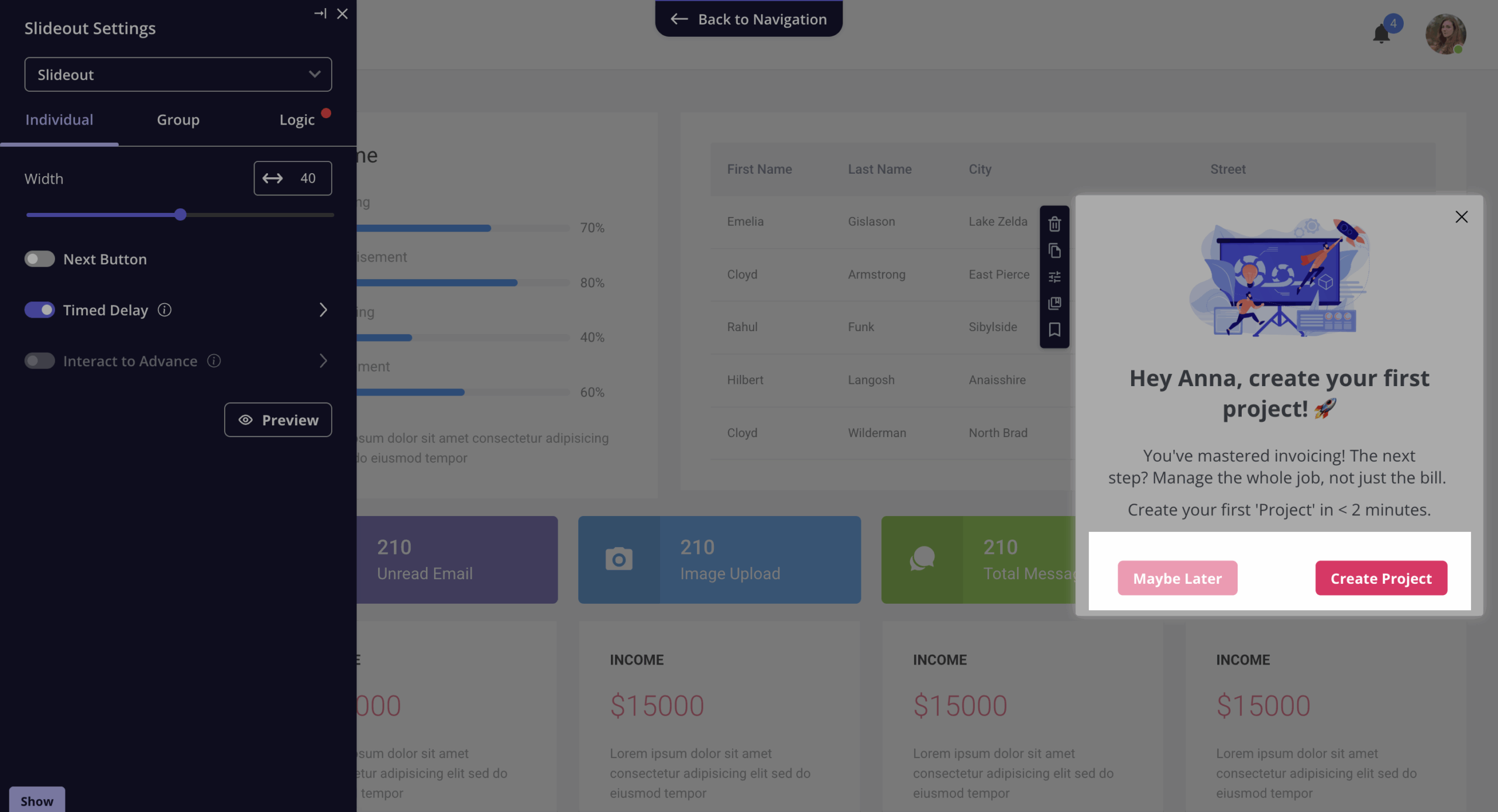 Userpilot modal gives clear instructions on next steps.