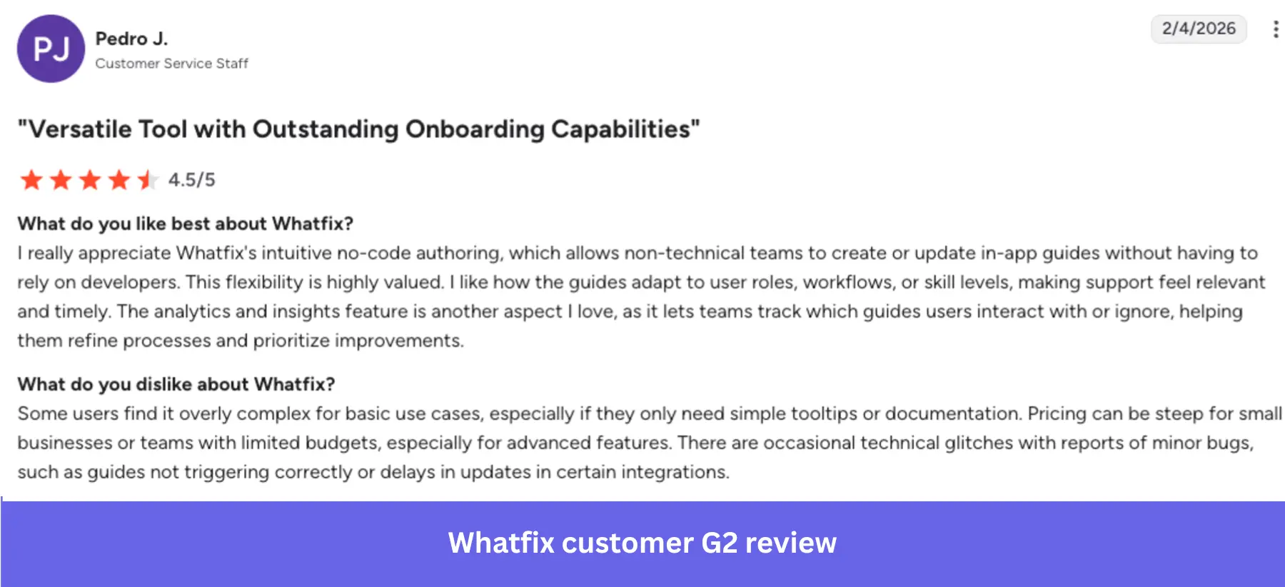 Whatfix Customer review