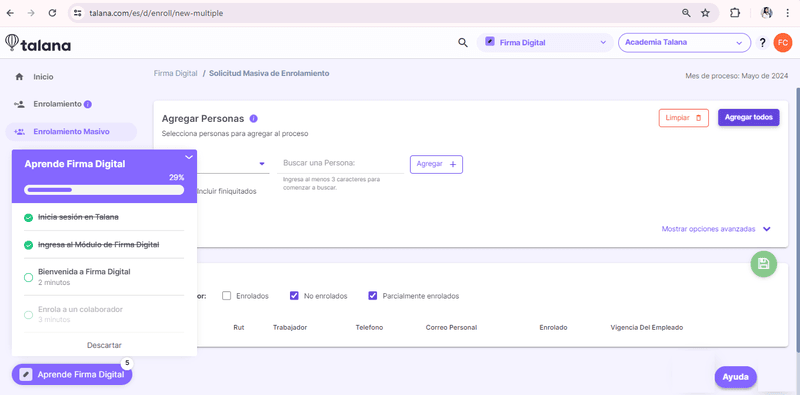 Talana’s checklist created using Userpilot