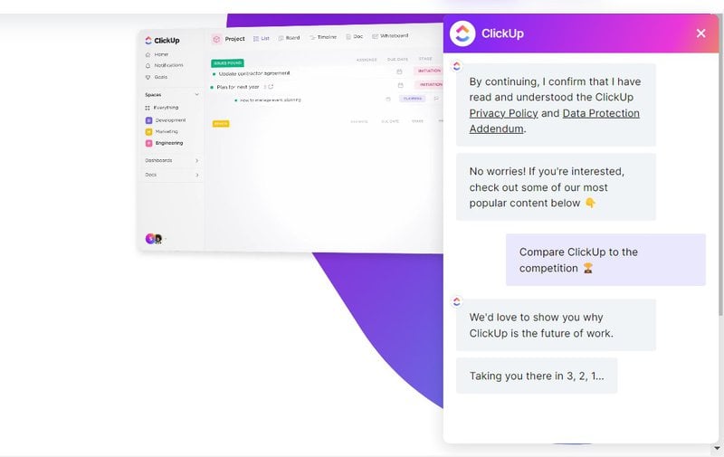 ClickUp chatbot conversational UX