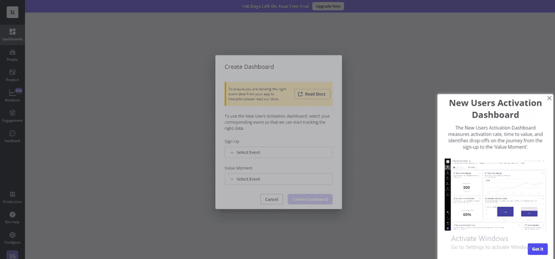 An in-app announcement created with Userpilot.
