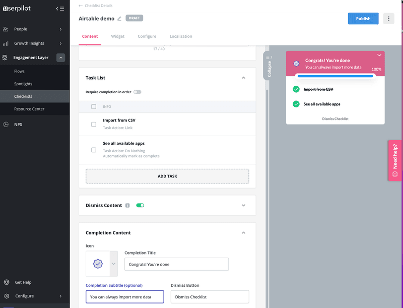 customer success journey map userpilot checklist