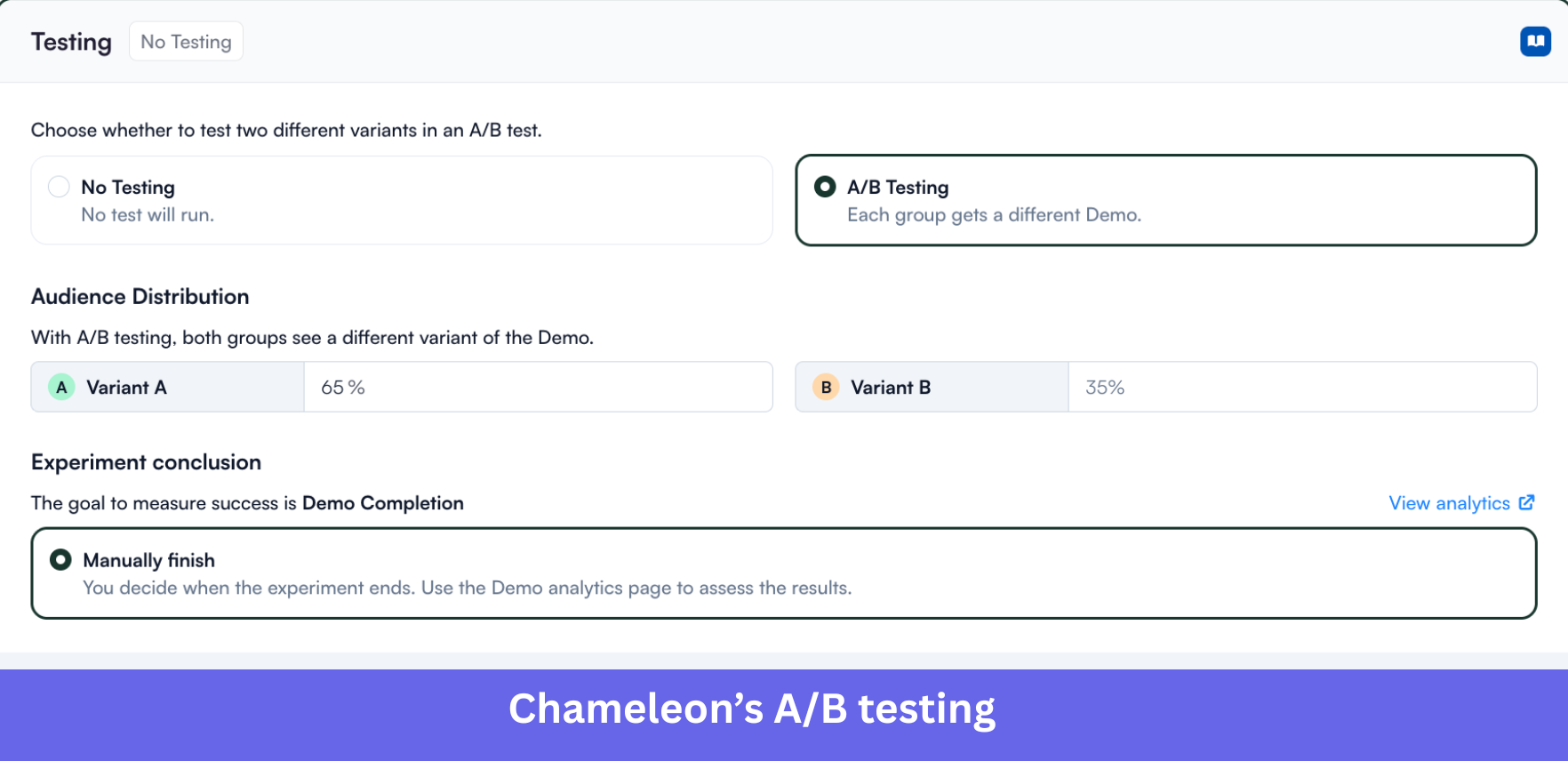 Chameleon's A/B testing