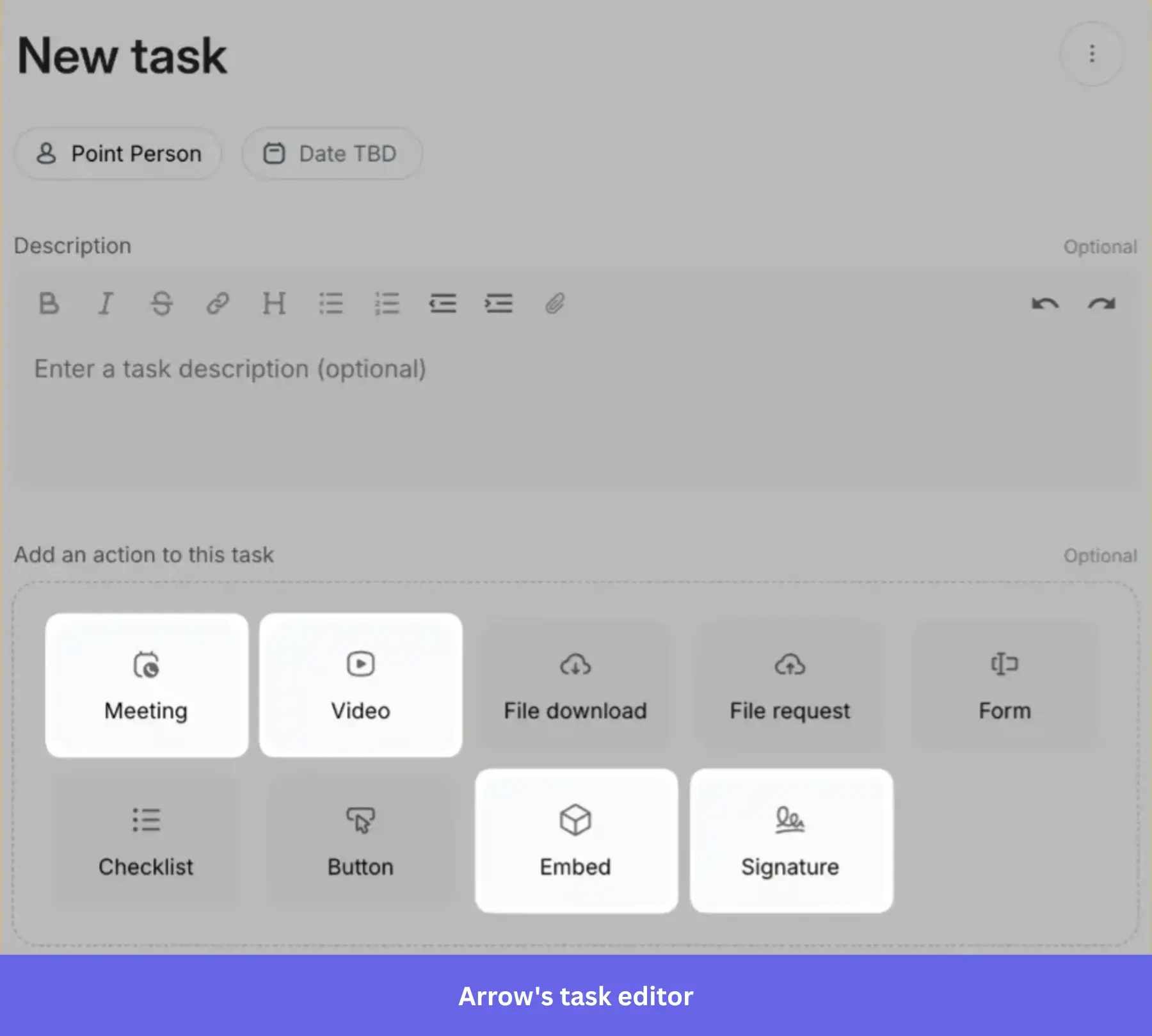 Setting up an onboarding task in Arrow.