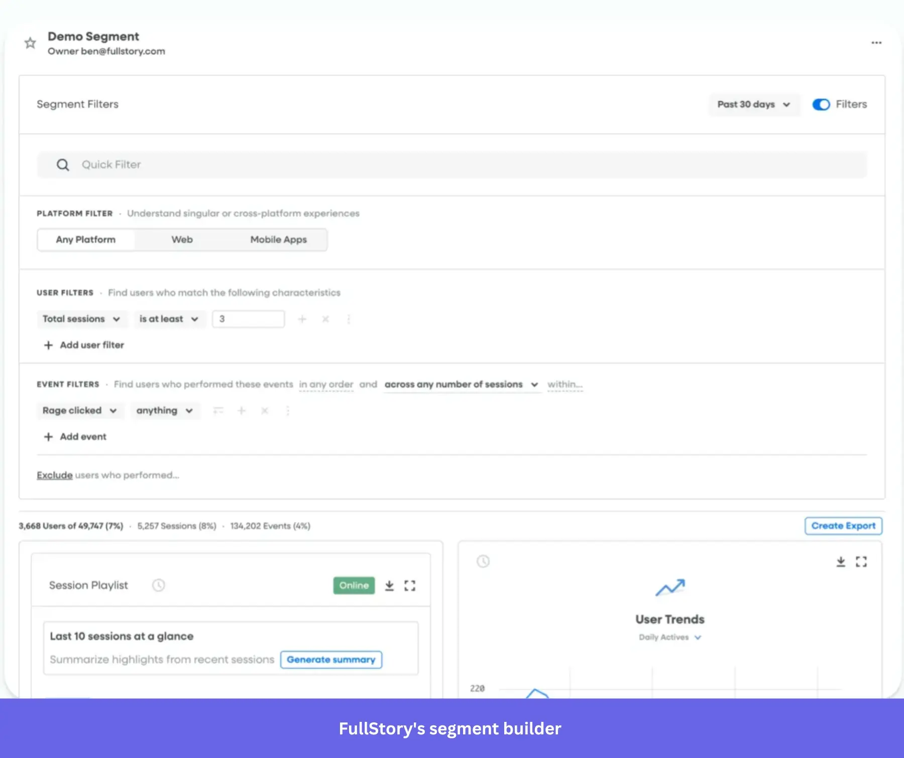 Customer segmentation in Fullstory.