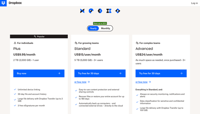 Dropbox premium pricing