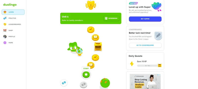 Duolingo is a perfect example of gamification