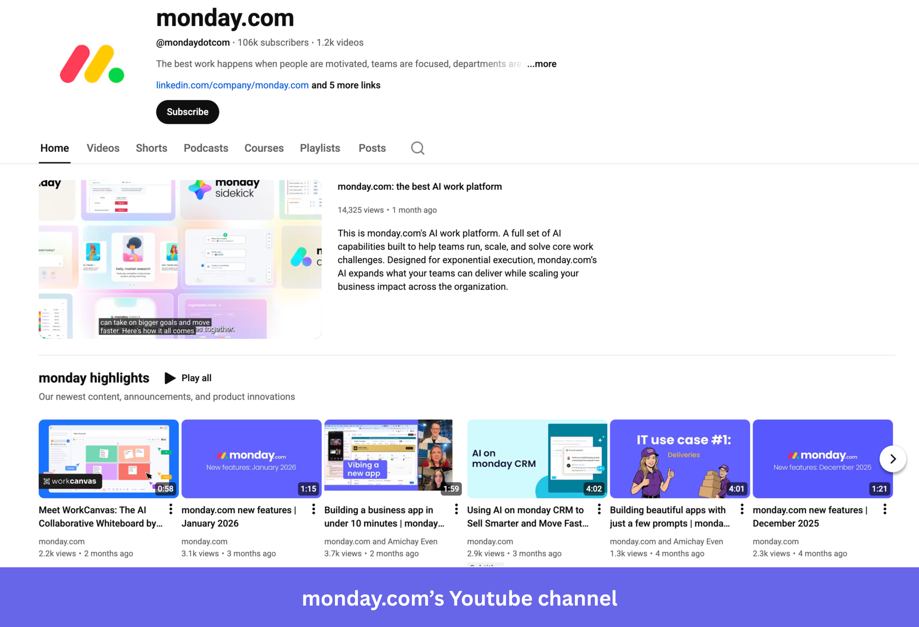 monday.com's YouTube