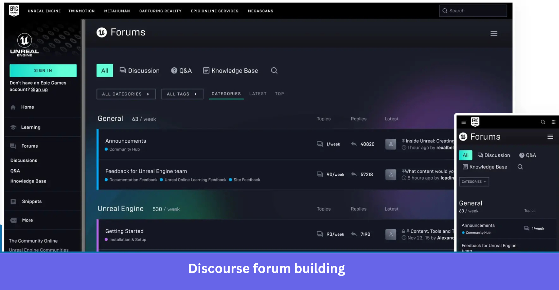Discourse forum building feature