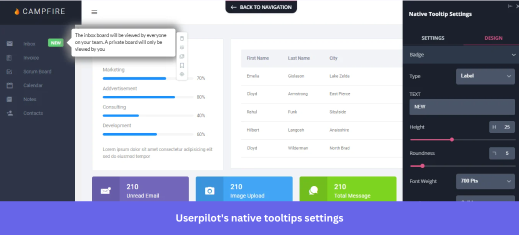 Userpilot's tooltips for contextual flow