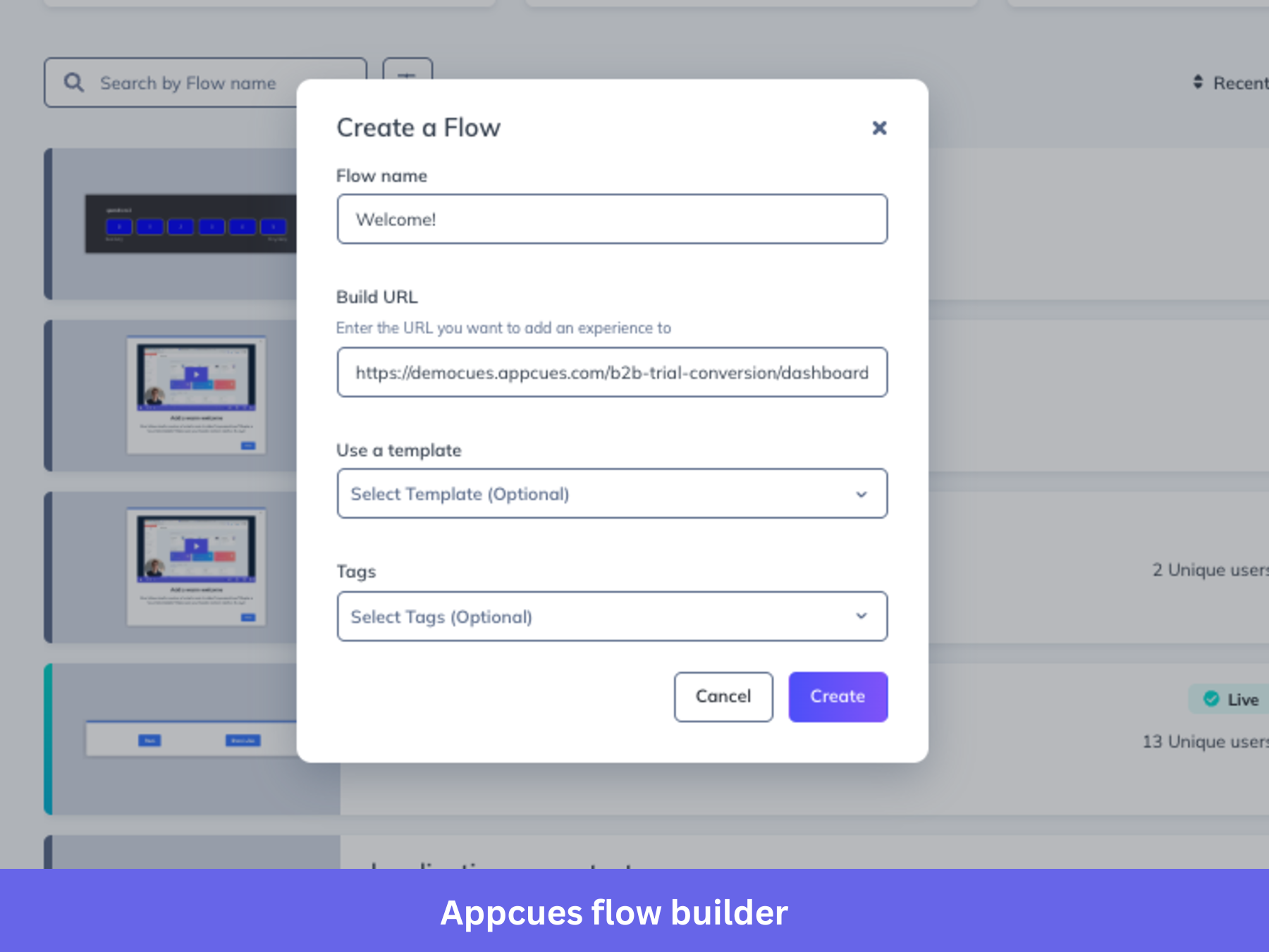 Appcues flow builder