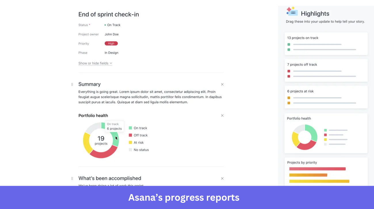 Asana's progress reports