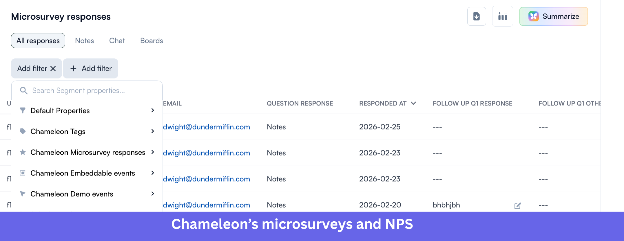 Chameleon's microsurveys and NPS feature
