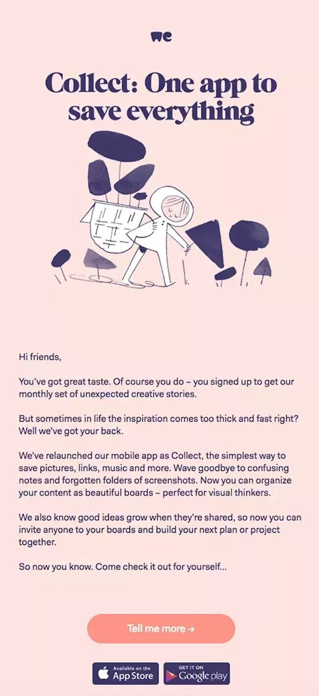 WeCollect redesign announcement email