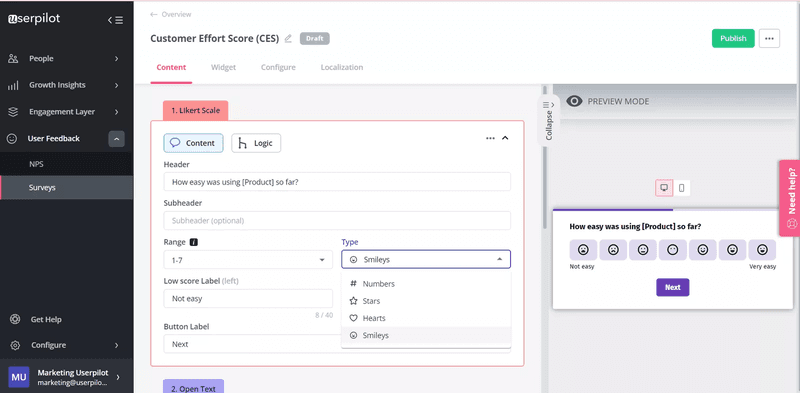 Emoticon rating scale