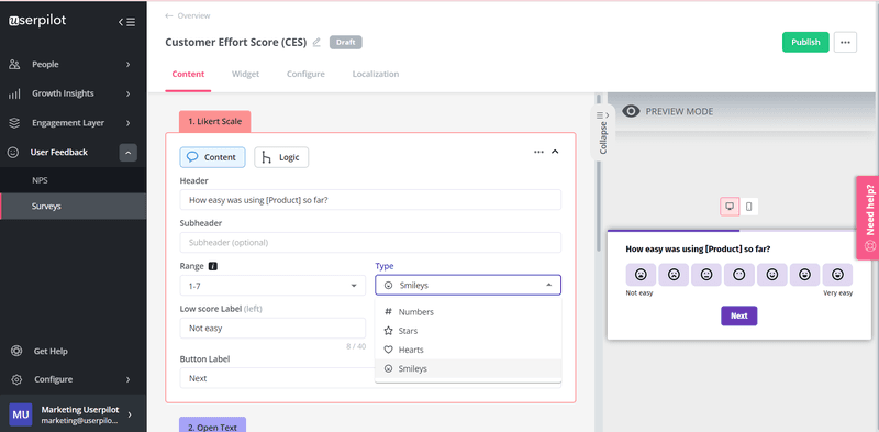 emoticons-userpilot-customer-effort-score-survey-template