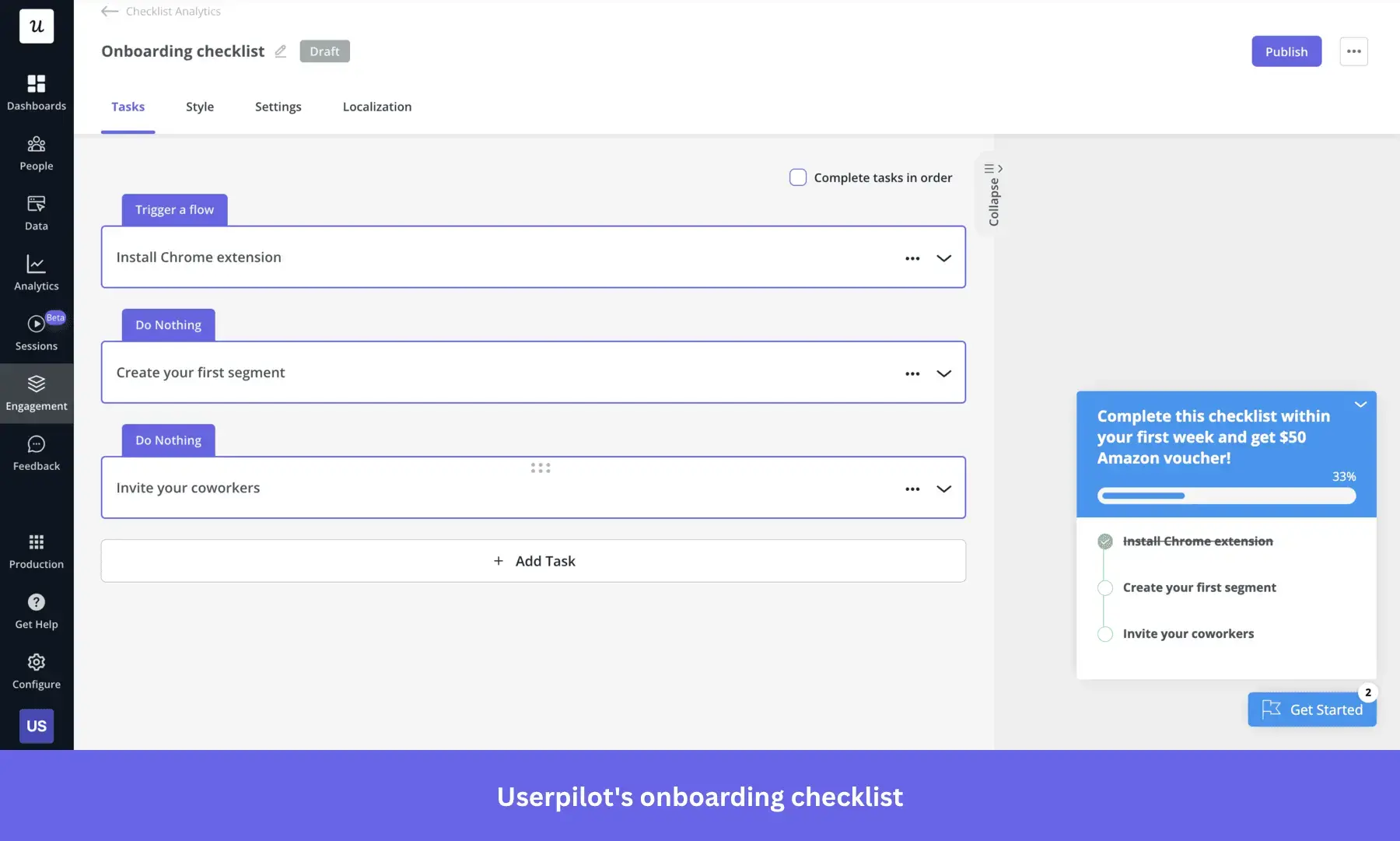 Userpilot onboarding checklist