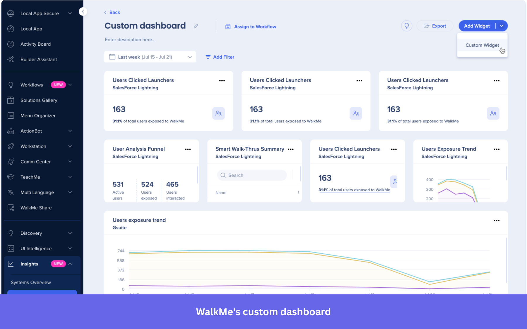 WalkMe custom dashboard