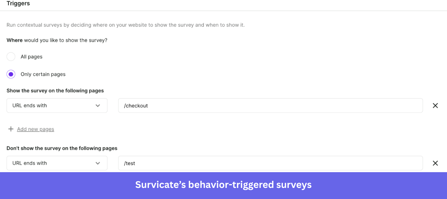 Survicate’s behavior-triggered surveys feature