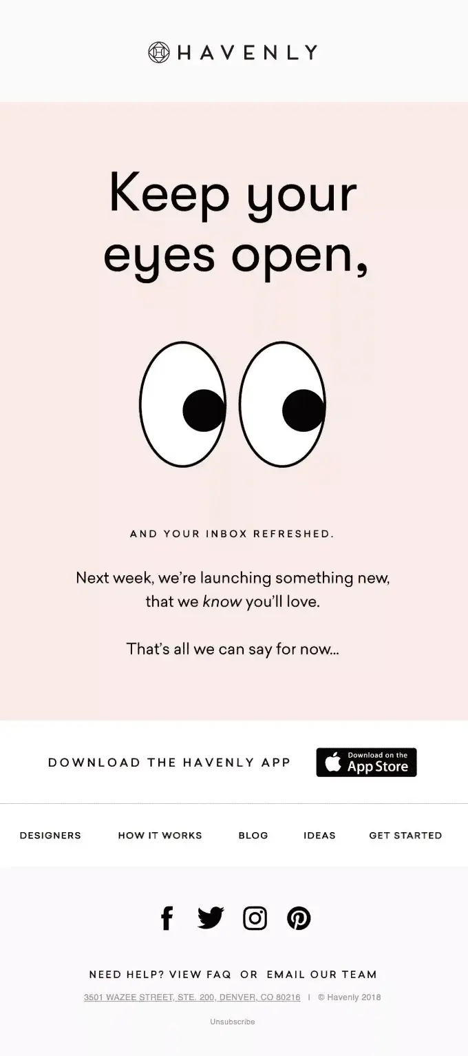 Havenly app product coming soon email