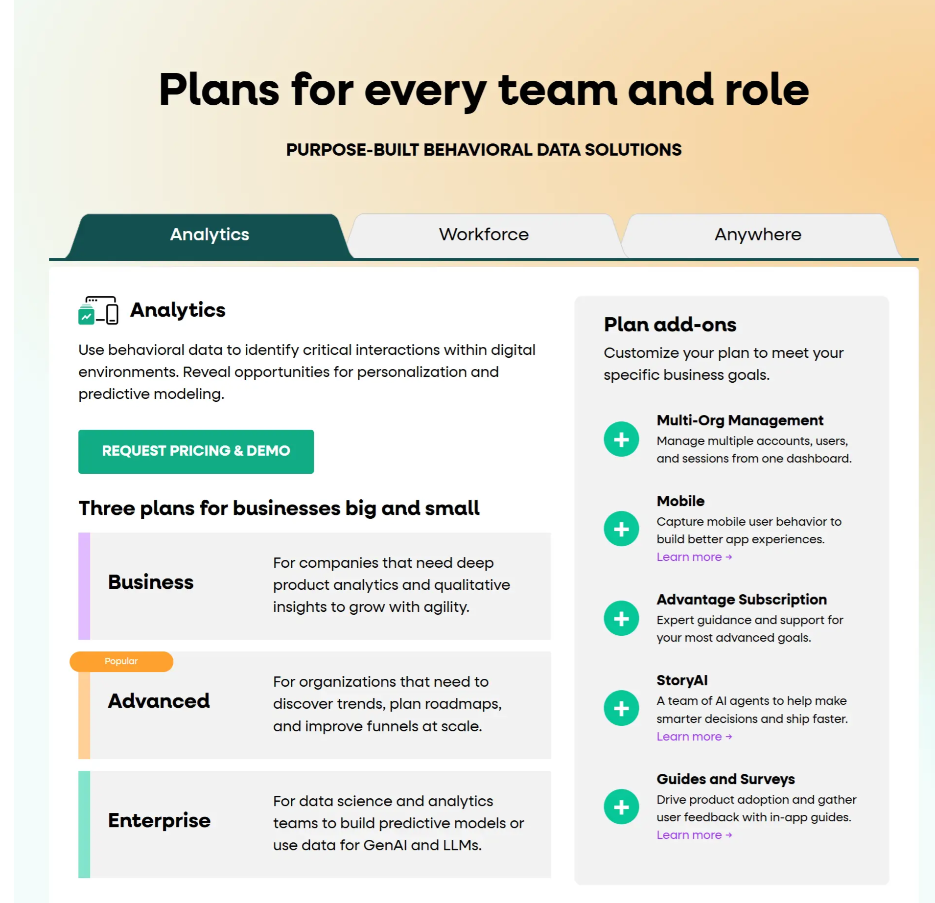 FullStory's pricing page.