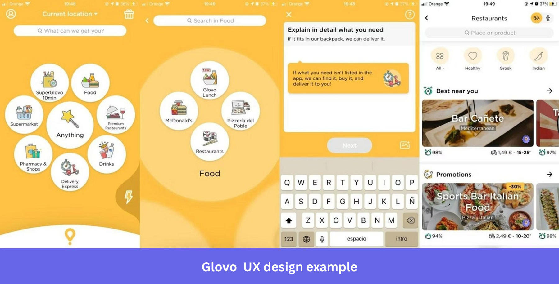 Glovo UX design example