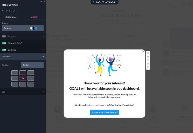 An example of a fake door test