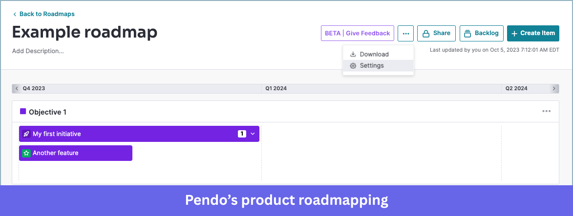 Pendo's product planning feature