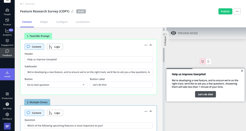Validating design ideas in-app