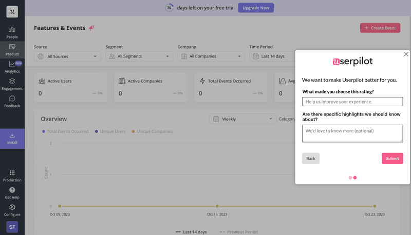Userpilot in-app survey