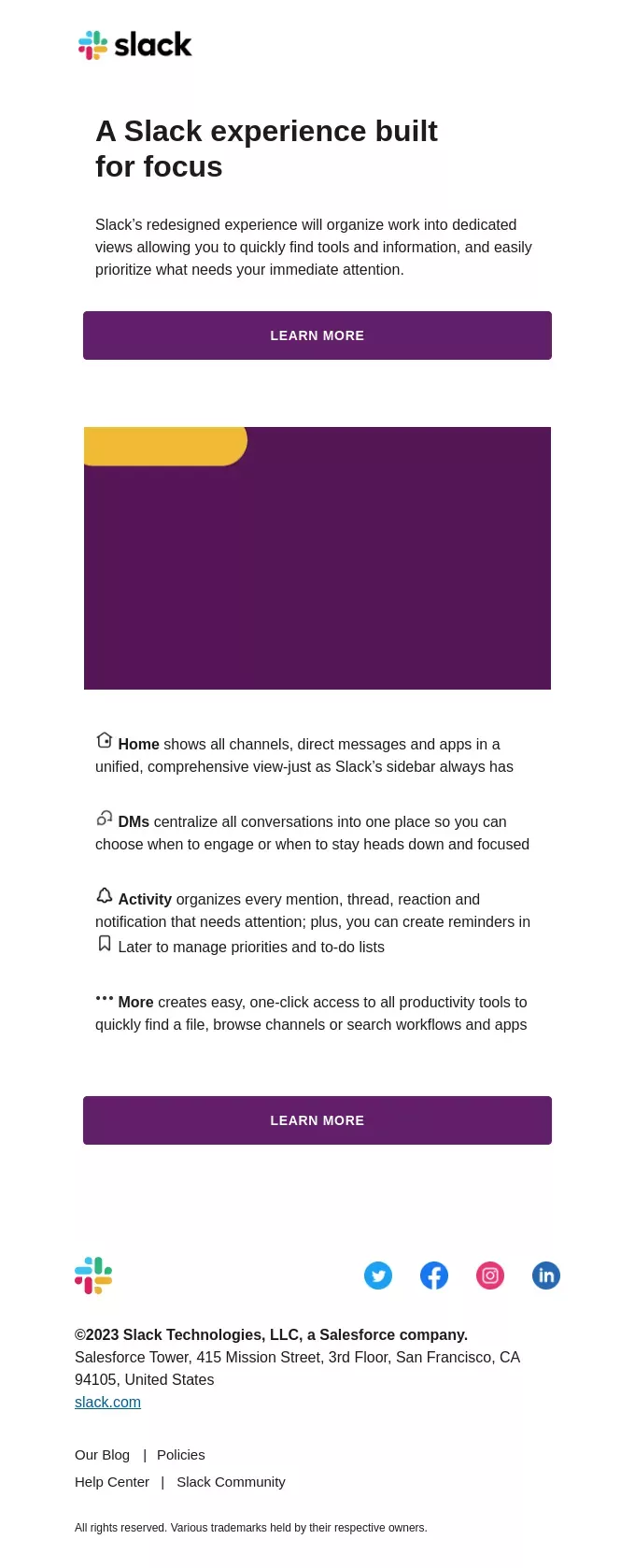 Slack redesign announcement email