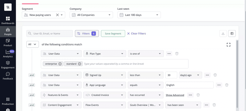 Create advanced user segments with Userpilot.