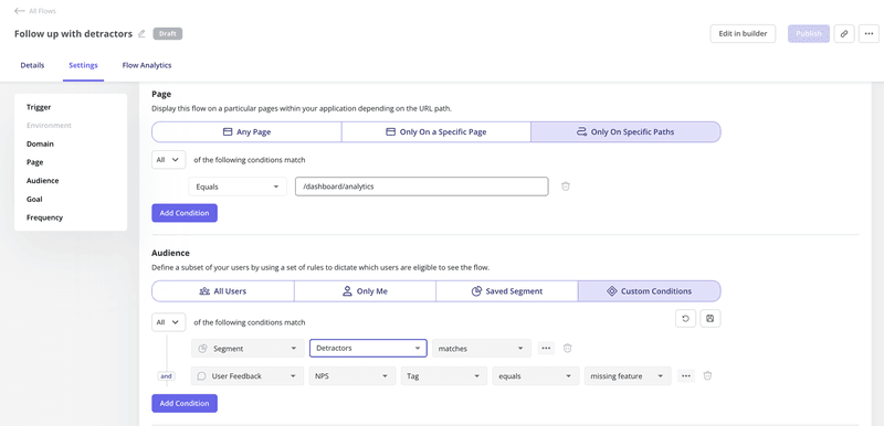 Audience settings in Userpilot