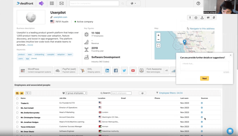 Dealfront feedback widget