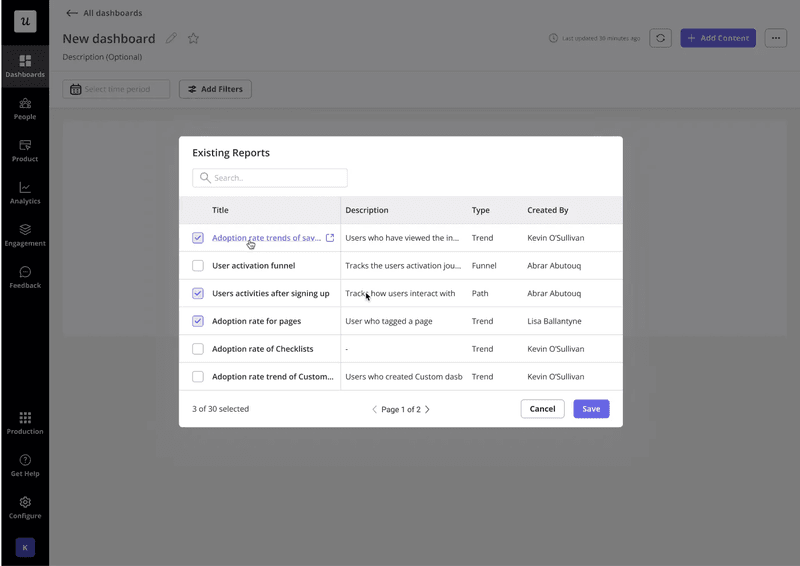 Report dashboard after optimization