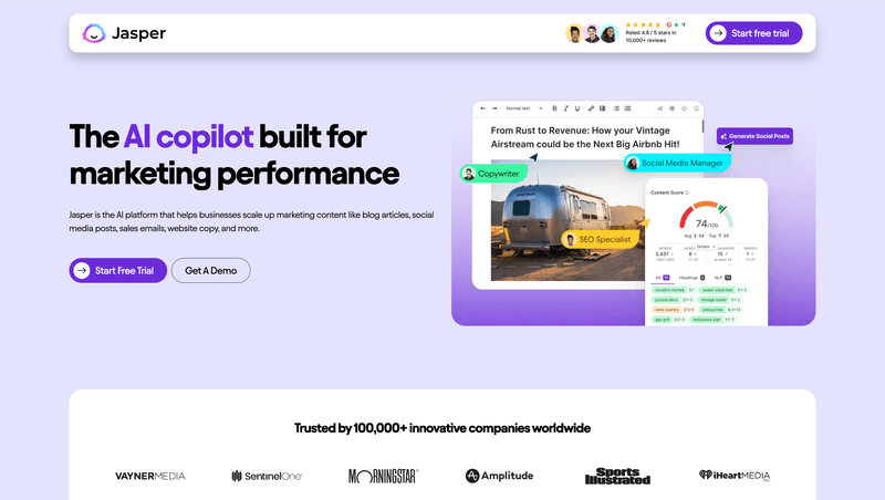 Microcopy UX: Jasper landing page