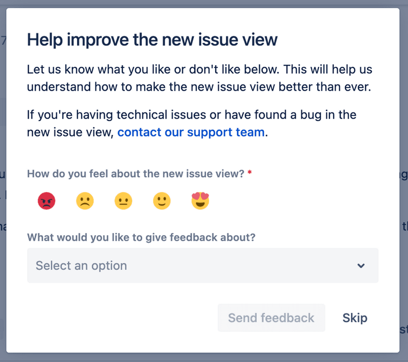 Jira survey beta testing feedback form template.