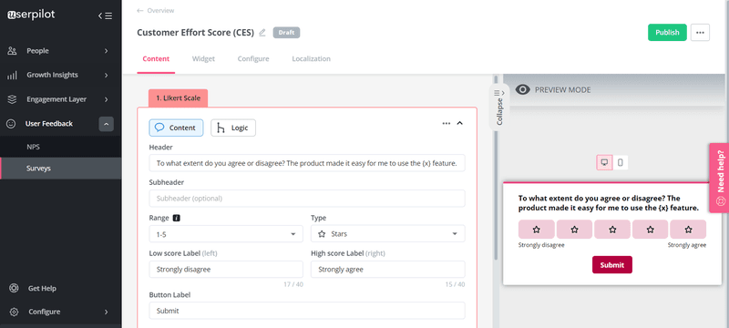 Likert-scale-userpilot-customer-effort-score-survey-template