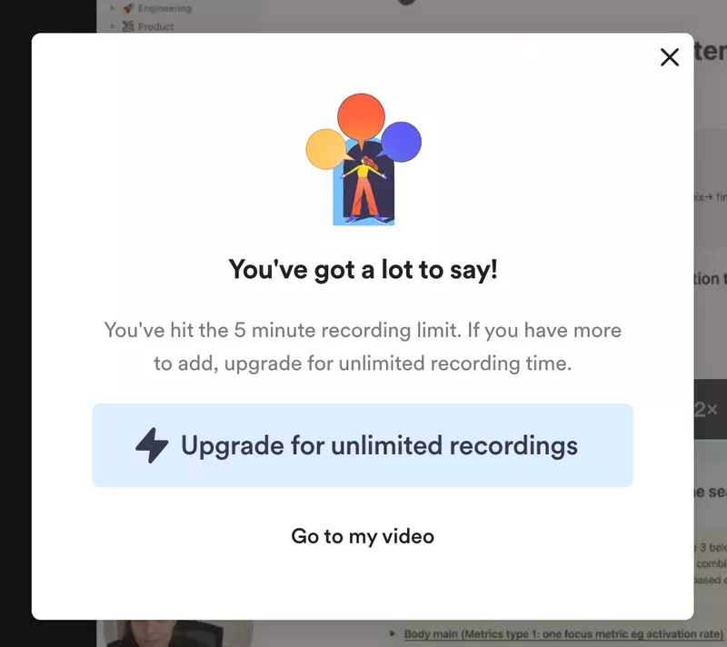 Freemium strategy: Loom upgrade prompt