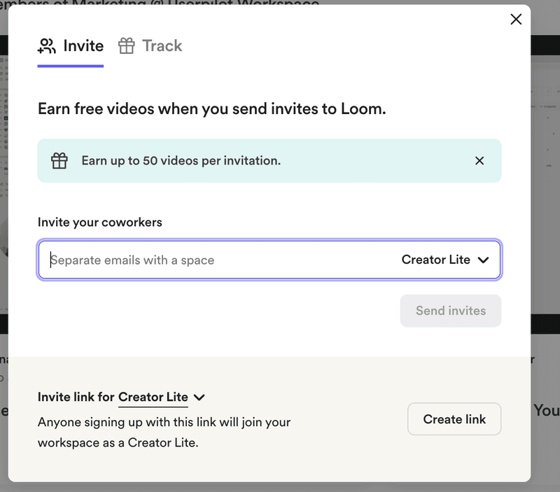 Screenshot of Loom invitation