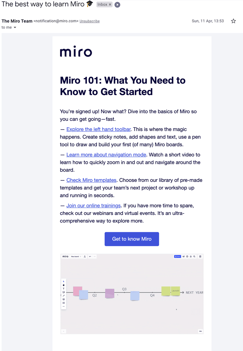Miro activation email