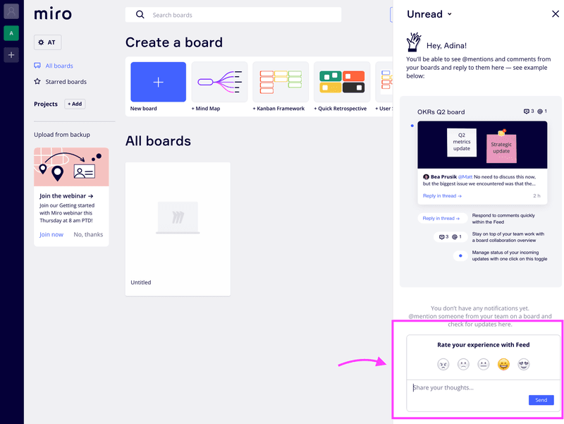 Screenshot of Miro interface