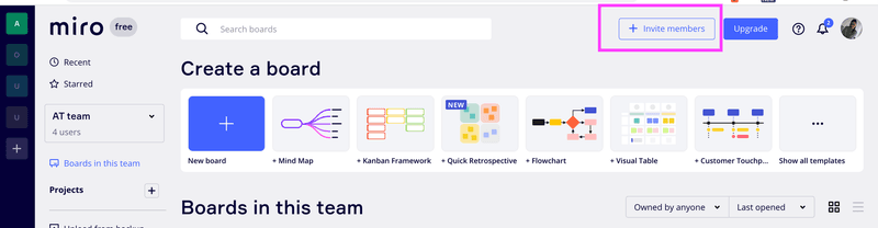 Screenshot of Miro interface