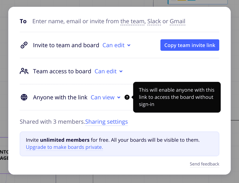 Screenshot of Miro signup
